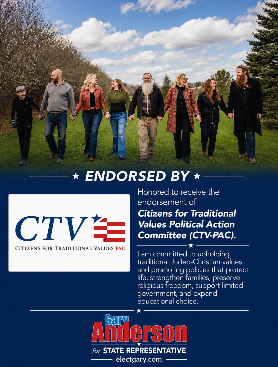 Gary anderson's family on the endorsement graphic for RTL