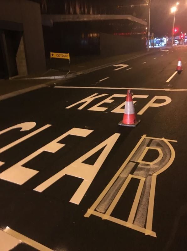 View of road line marking