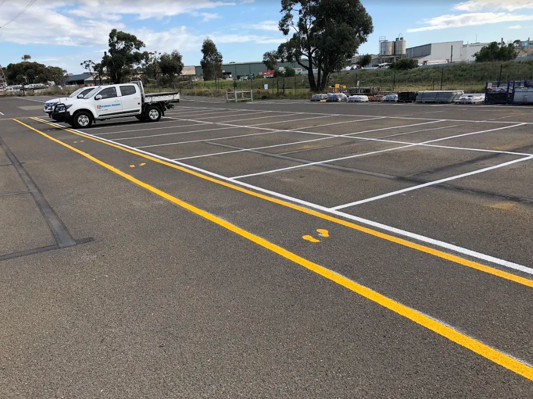 Yellow color strip marking on road