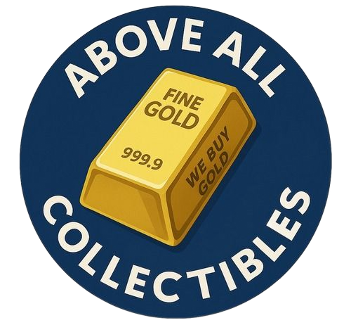 Above All Collectibles logo: Gold bar inside a blue circle with white text.