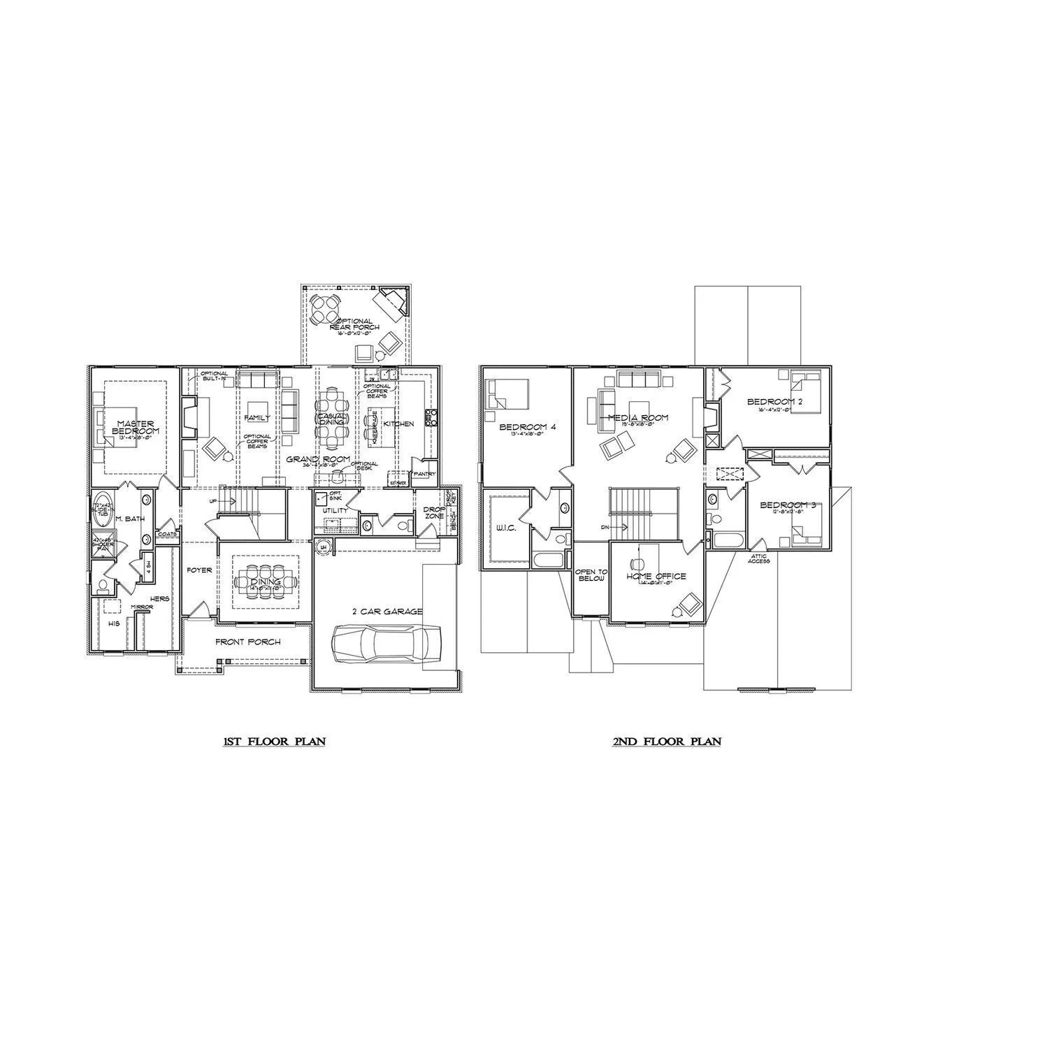 Floor plan of a house, showing the first and second floors.