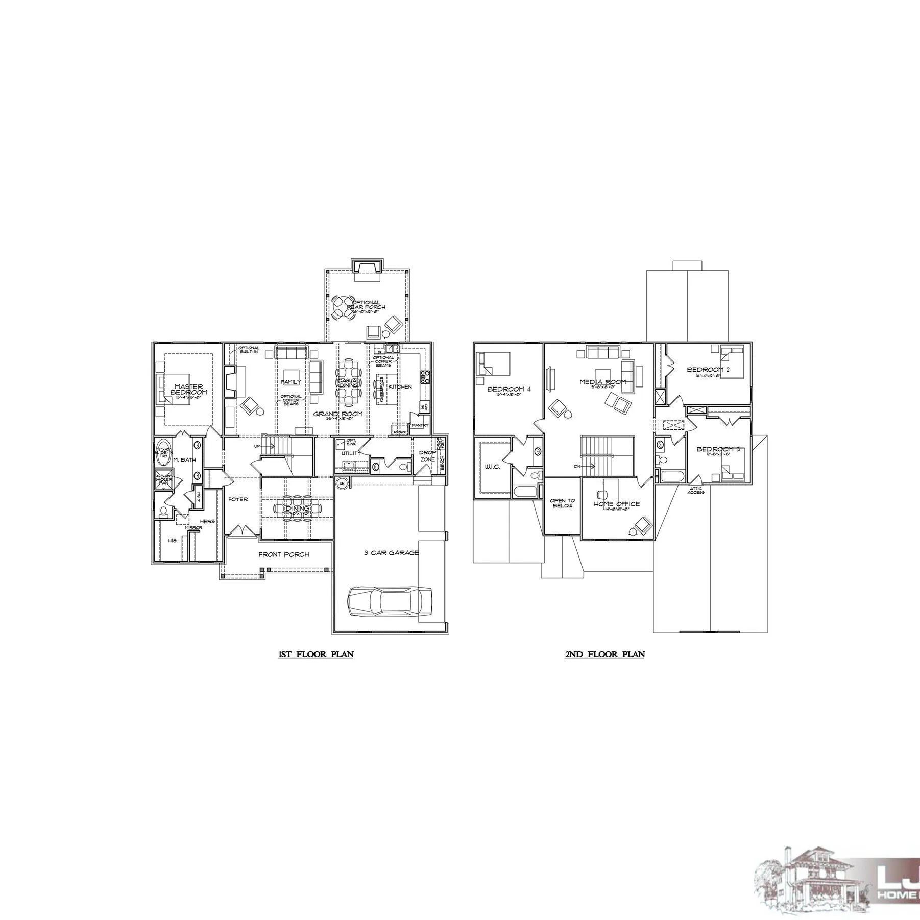 Floor plan of a two-story house, showing rooms, layout, and dimensions.