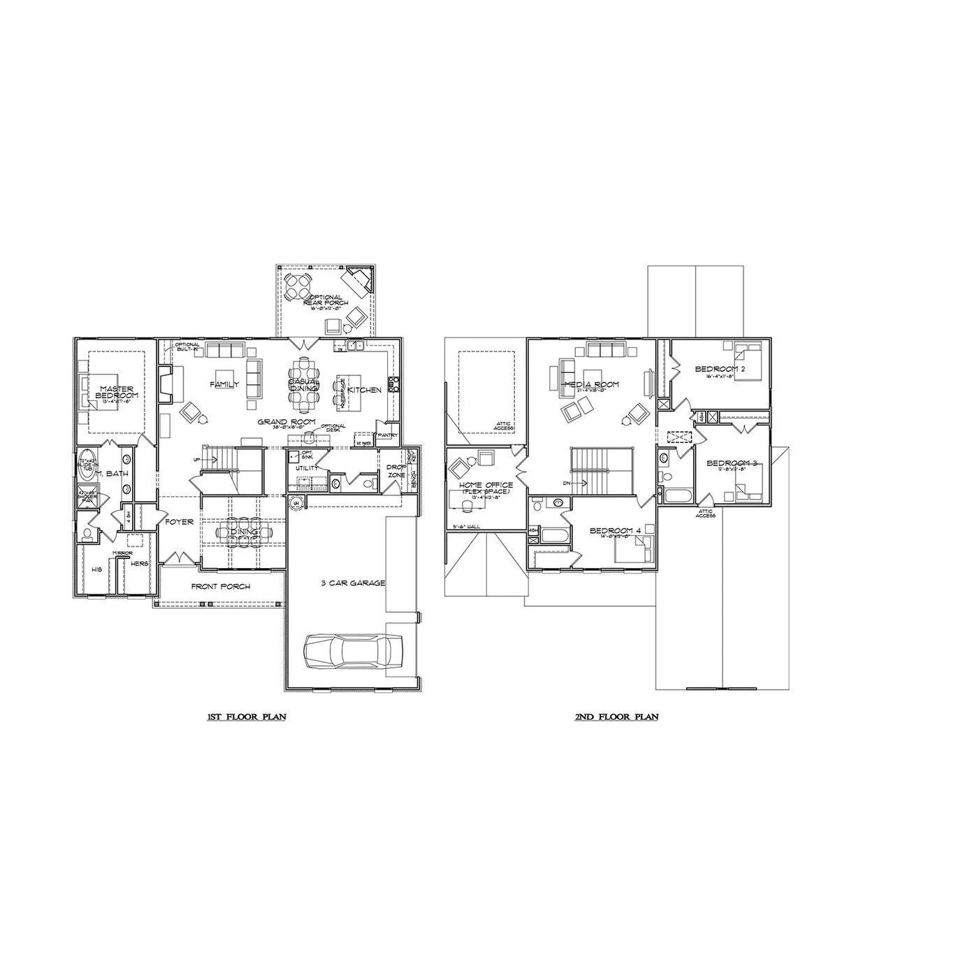 Floor plan of a two-story house with the first and second-floor layouts visible, showing rooms, doors, and windows.