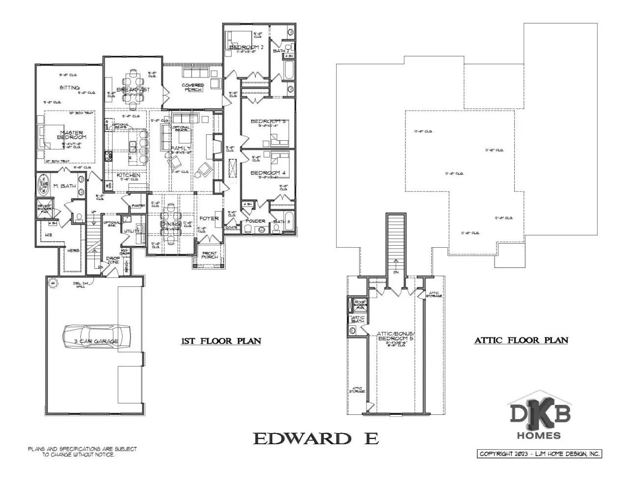 Floor plans of a house, including a 1st floor plan and an attic floor plan.