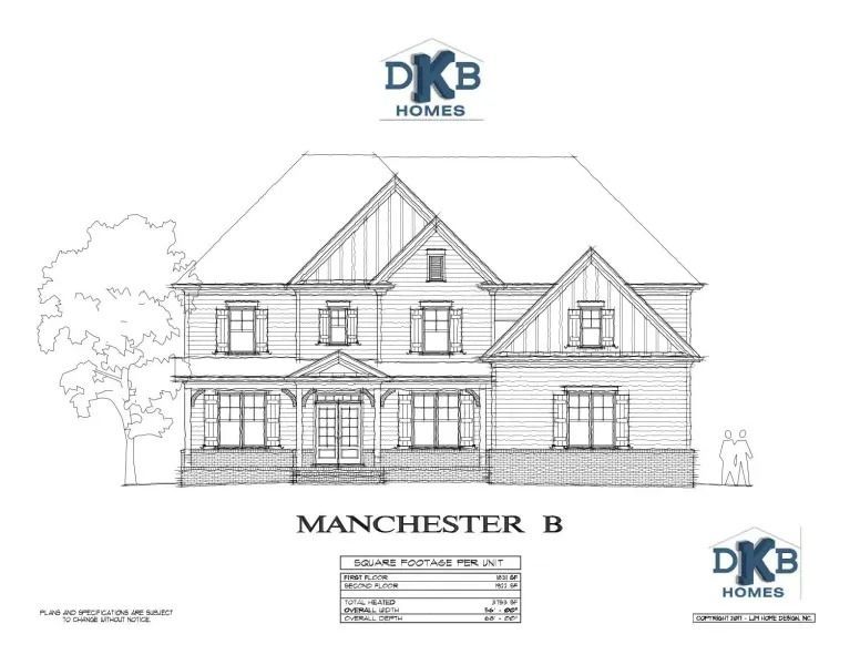 Architectural rendering of a two-story house, 