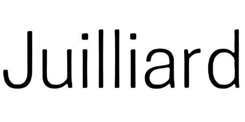 The word juilliard is written in black on a white background.