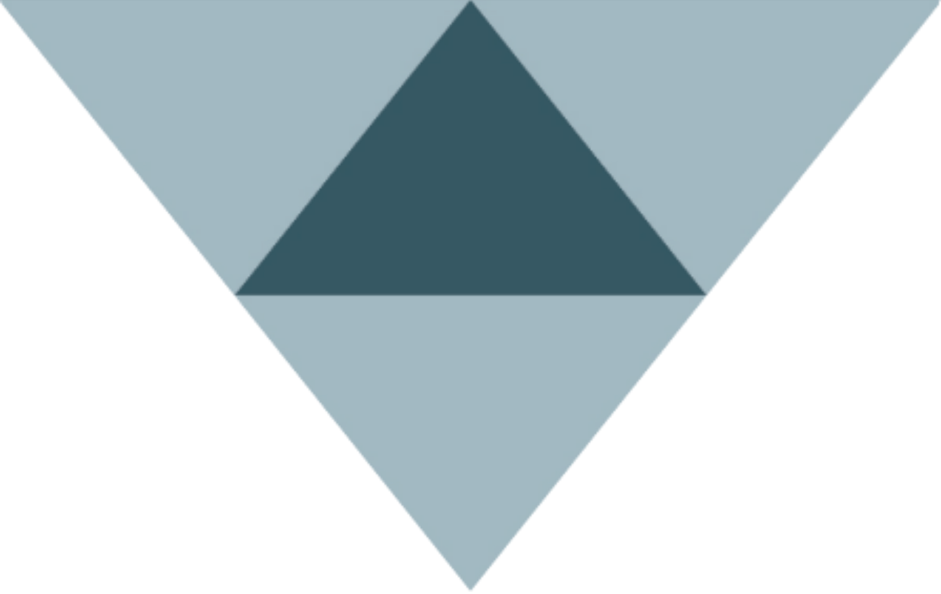 Abstract geometric design of overlapping pale blue and dark teal triangles on a white background