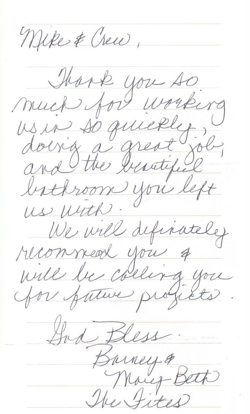 Written Letter On White Paper — Peru, IN — Hack’s Construction and Window Co.