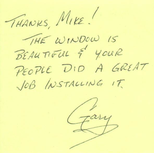 Appreciation Letter — Peru, IN — Hack’s Construction and Window Co.