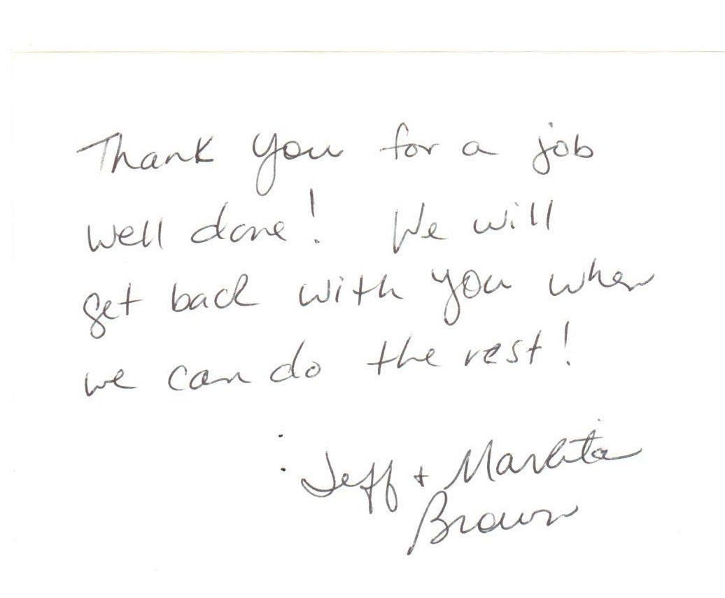 Letter Of Gratitude — Peru, IN — Hack’s Construction and Window Co.