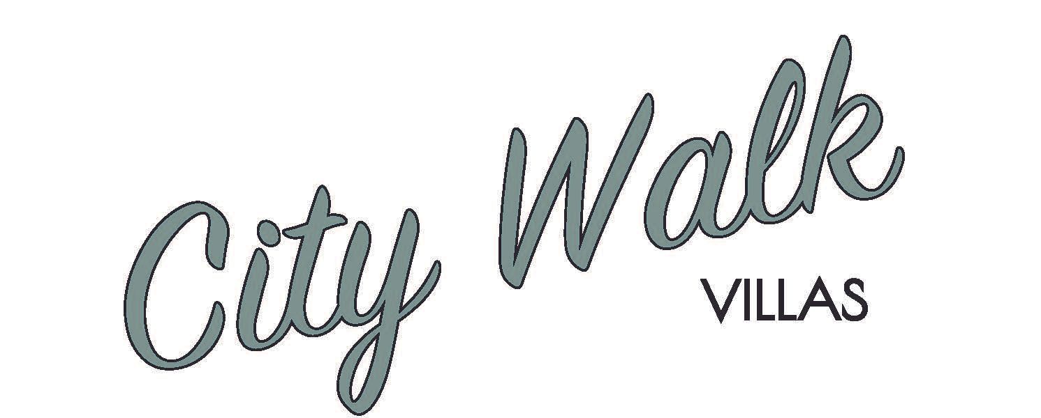 A logo that reads "City Walk" in stylized, grey cursive text, with the word "VILLAS" in smaller, black, uppercase letters.