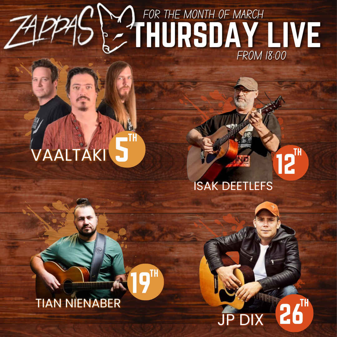 Live entertainment Thursdays at Zappas Murrayfield, Pretoria.