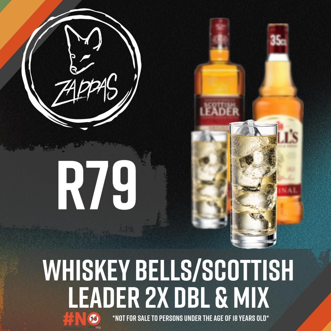 A poster for whiskey bells / scottish leader 2x dbl & mix