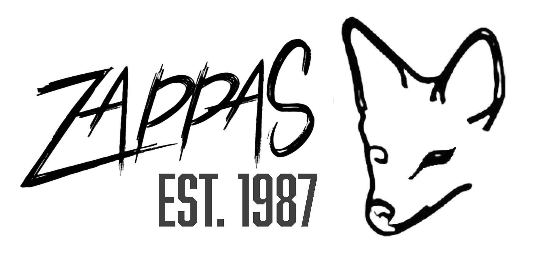 The word zappas is written in black on a white background.
