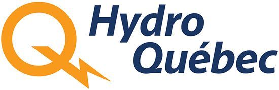 Le logo d'hydro québec est bleu et orange avec un éclair.