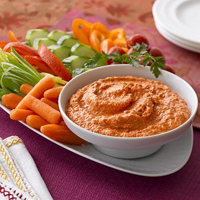 Forever Fit Roasted Red Pepper Dip with Veggies