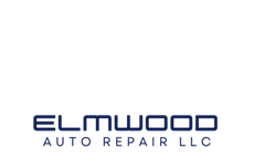 Blue and white Elmwood Auto Repair LLC logo.