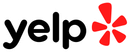 Yelp logo: black wordmark with a red starburst icon.