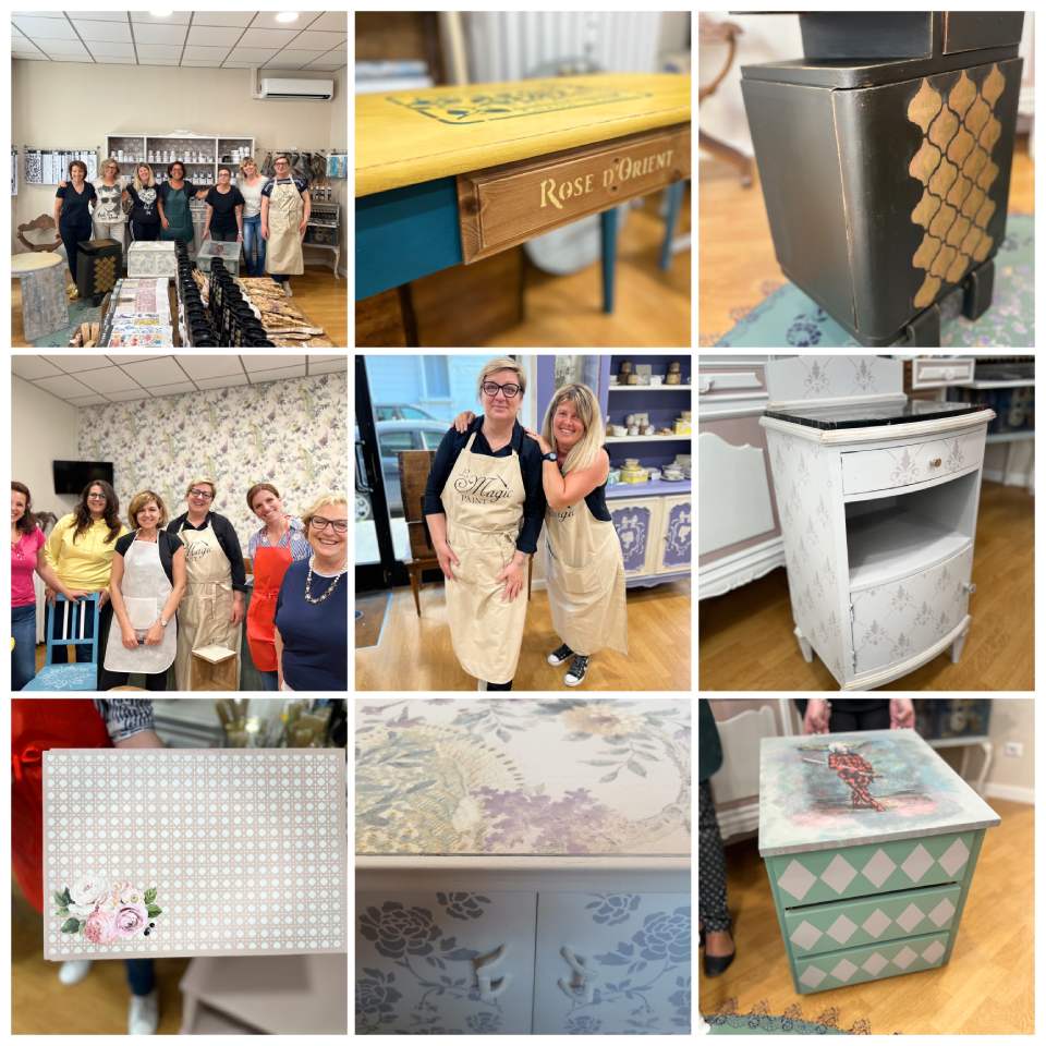 partecipanti del corso di decorazione e restauro mobili