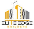 Logo for Elite Edge Builders: Modern skyscrapers in orange, gray, and white above the company name.