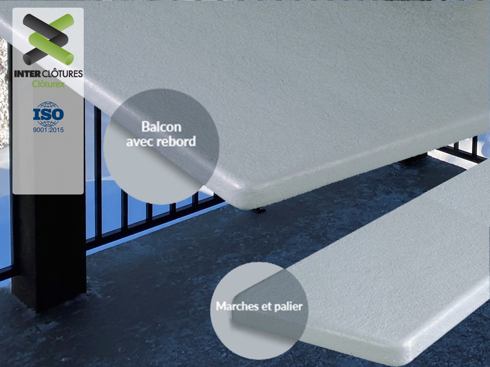 Une photo d'un balcon avec les mots balcon avec rebord