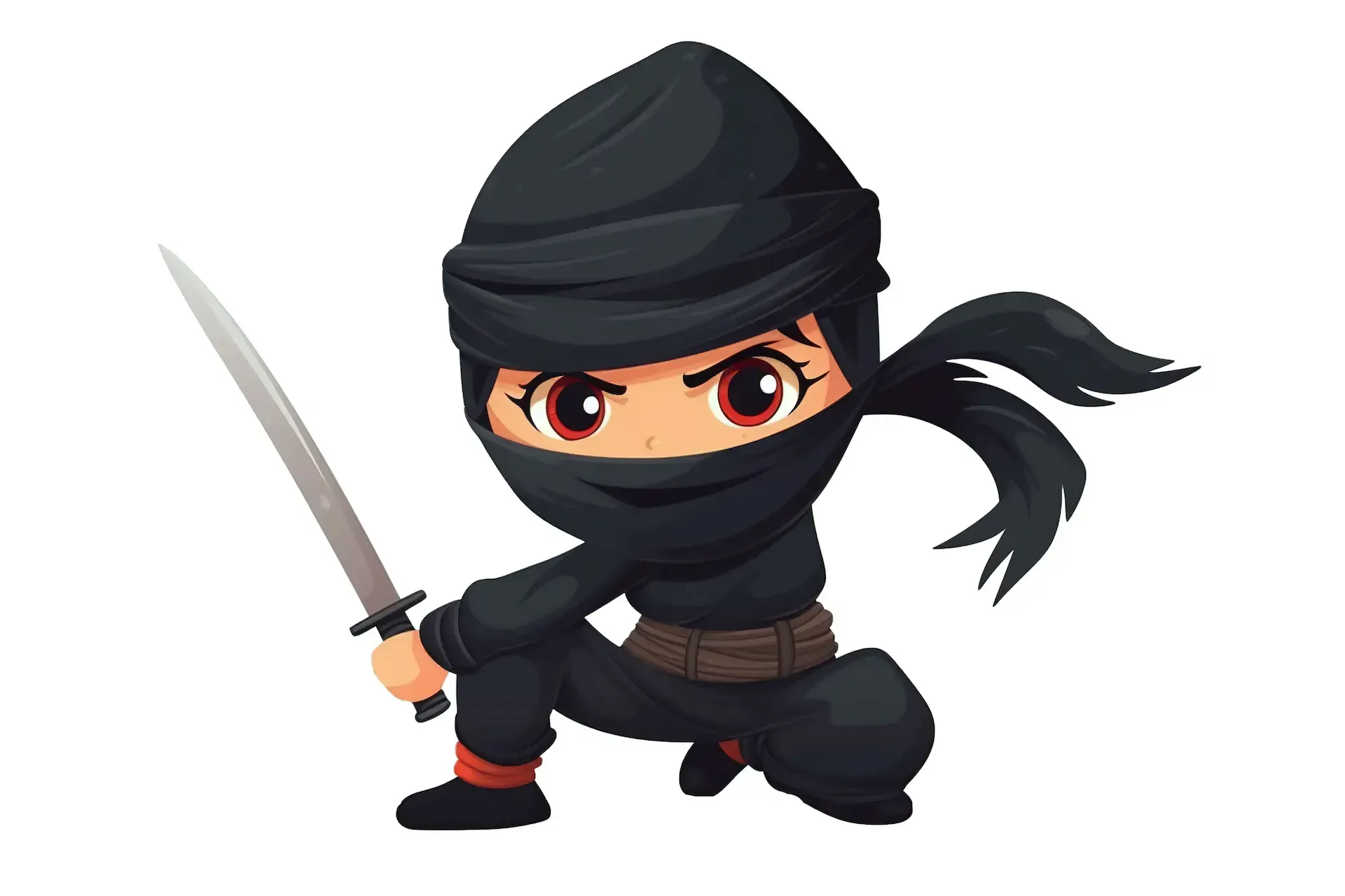 A cartoon ninja holding a sword
