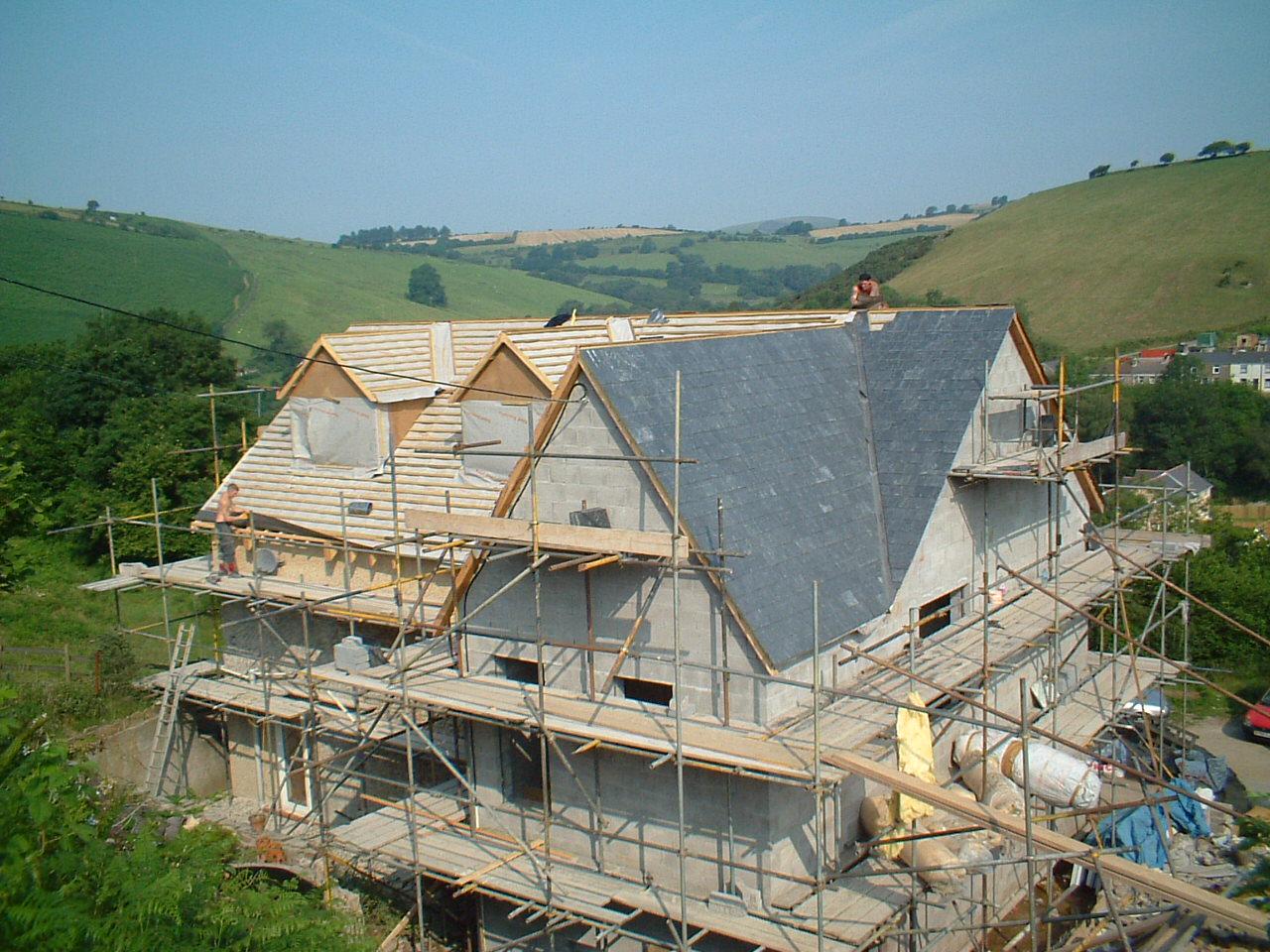 large property with scaffolding