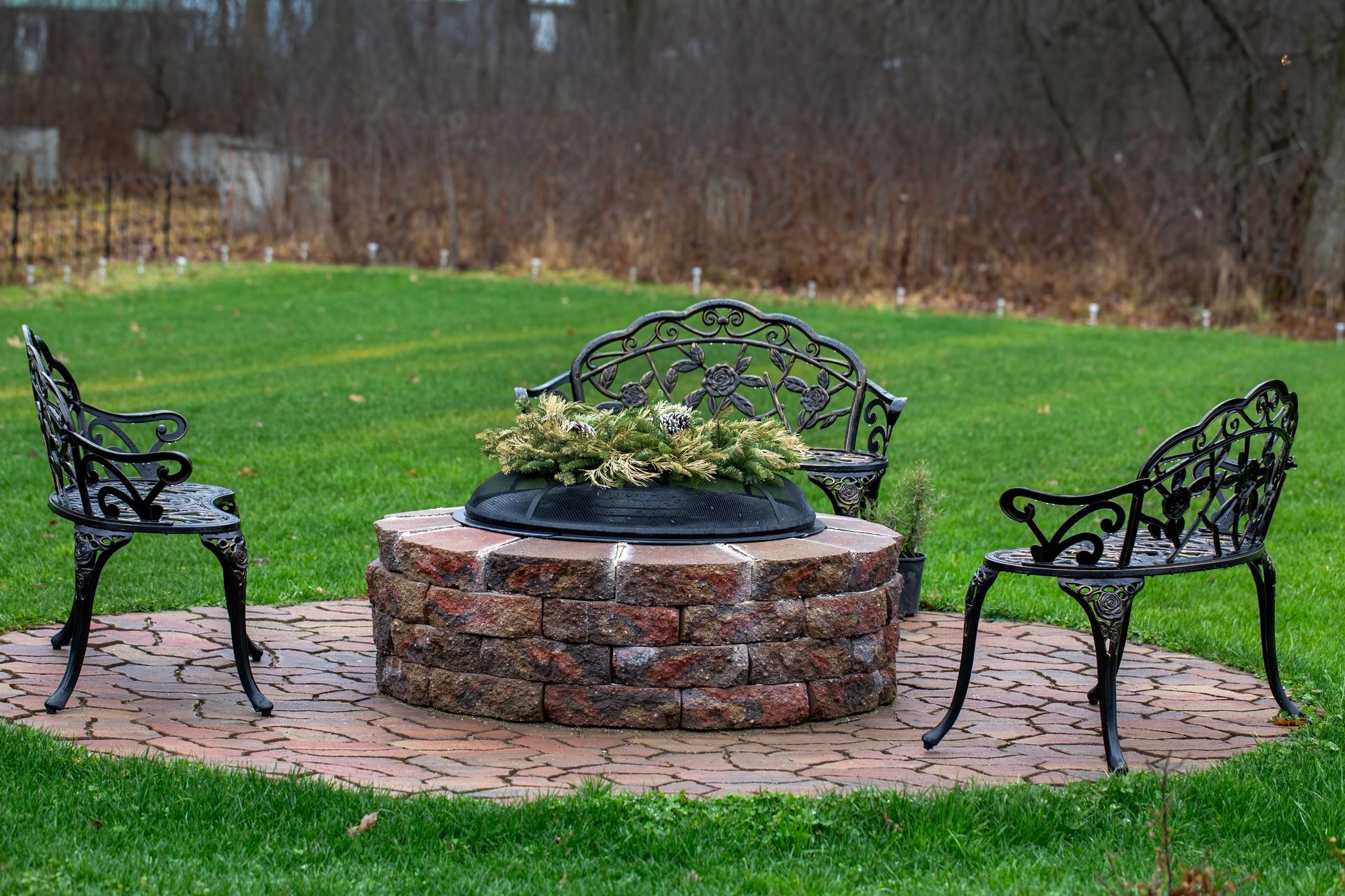 Fire Pit In Backyard — Lansing, MI — Lawn Sprinklers