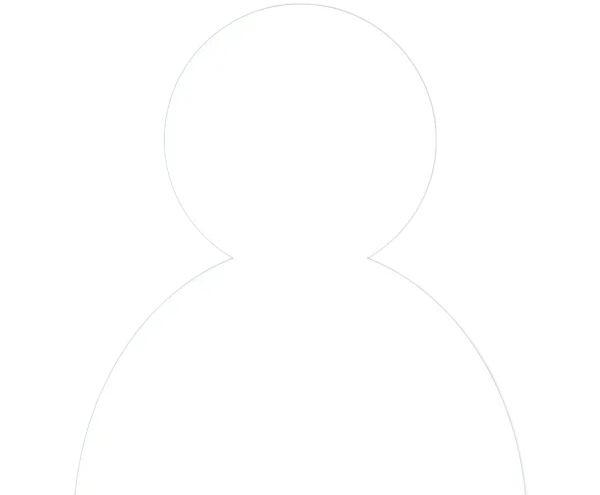Silhouette of a person with a round head and a curved body against a gray background.