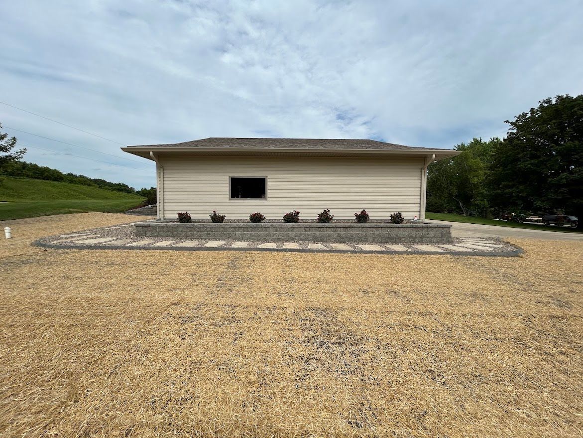 new lawn installation with paver path