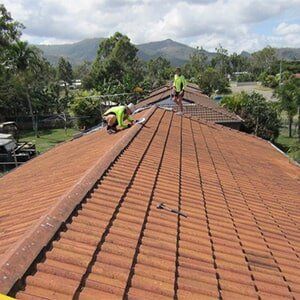 Men Fixing Tail Roof — Ninja Roofing Pty Ltd in Central, QLD