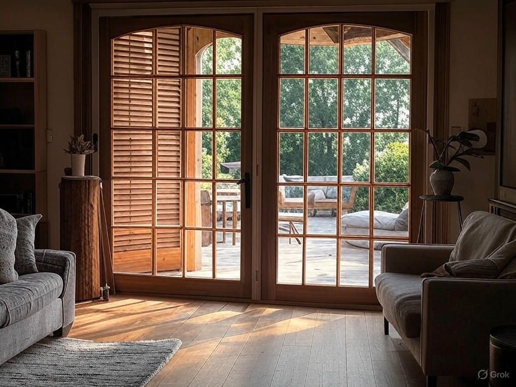 Cozy home with wooden shutters