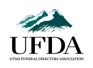 Logo for Utah Funeral Directors Association: Mountains above black text