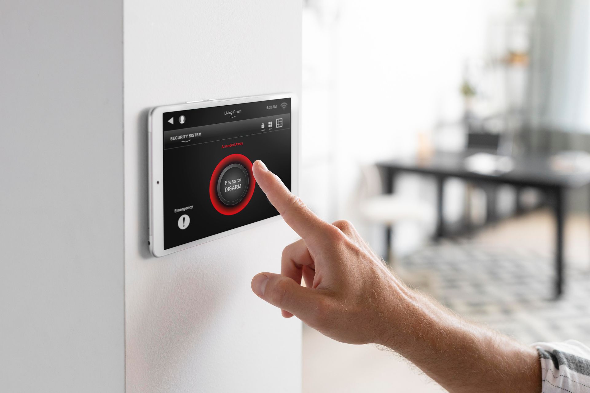 woman touching smart home device