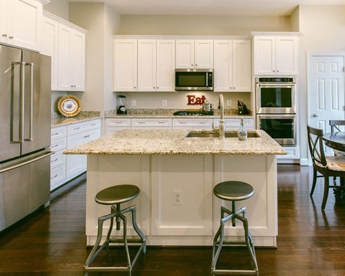Kitchen with White Cabinetry — Puyallup, WA — Exclusive design Stone Work LLC Ltd