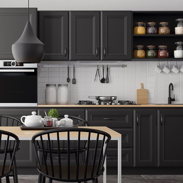 Matte Black Cabinet Design — Puyallup, WA — Exclusive design Stone Work LLC Ltd