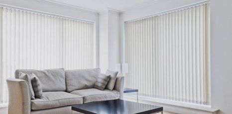 Vertical blinds in living room