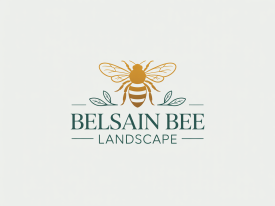 Gold and brown bee logo with text: "Belsain Bee Landscape"