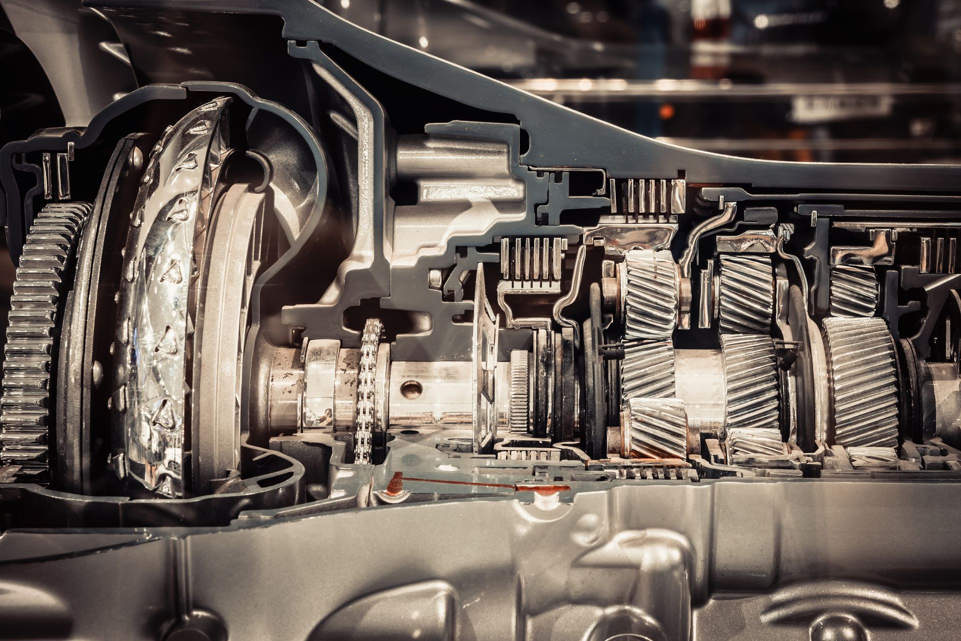 Close-up of vehicle gears for direct shift gearbox services ensuring smooth transmission.