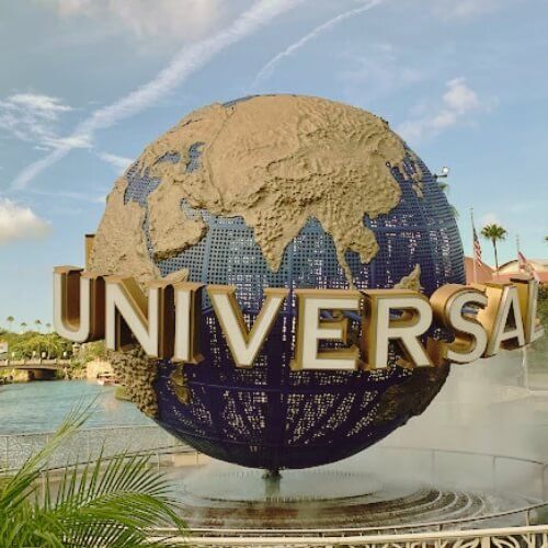 A large globe with the word universal on it