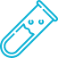 A blue line drawing of a test tube with two holes in it.