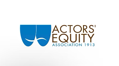 Actors' Equity Association logo: Blue emblem with a theatrical mask design, brown text, and the founding year.