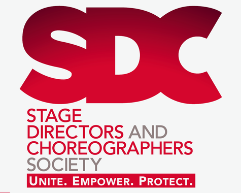 Red SDC logo; the Stage Directors and Choreographers Society. Text: Unite. Empower. Protect.