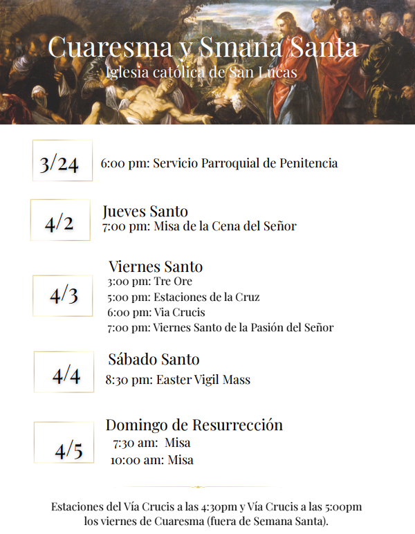 holy week schedule 2026 in Spanish img