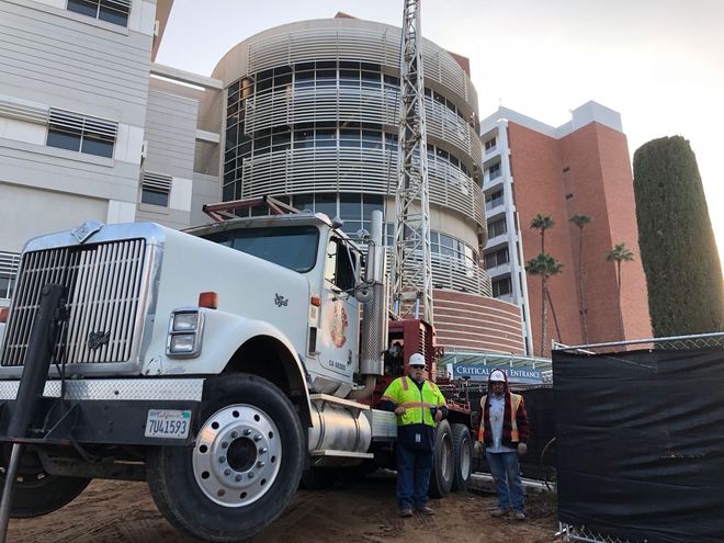 Big Bore's drilling rig in action at Community Medical Center in Fresno, CA
