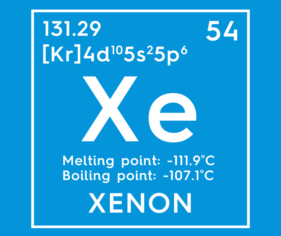 The chemical structure of xenon is written on a piece of paper.