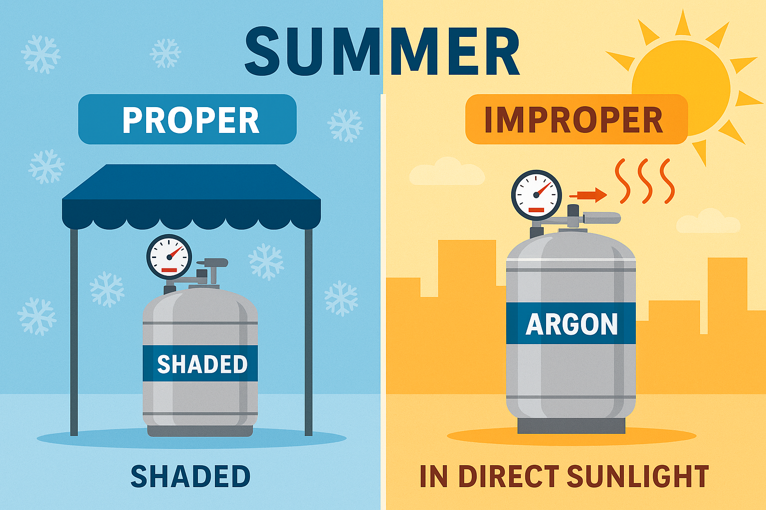 There is a difference between proper and improper argon in direct sunlight.