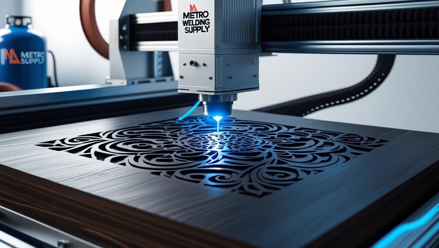 A machine is cutting a pattern into a piece of wood.