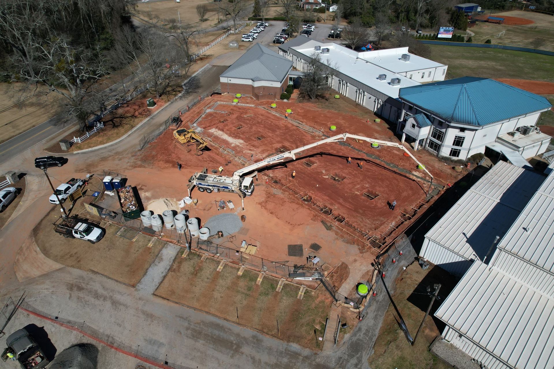An Aerial View of a Large Building under Construction | Tallapoosa, GA | Taylor-Made Pumping