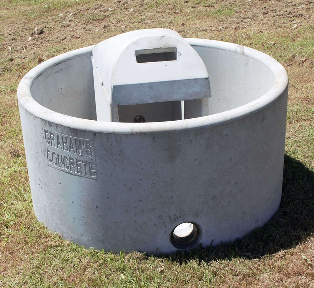 A Concrete Ring with The Word Concrete on It — Hazells Farm & Fertilizer Services in Taminda, NSW